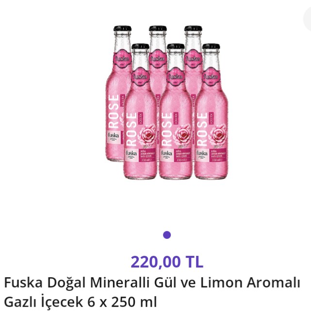 Fuska Doğal mineralli Gül ve Limon aromalı gazlı içecek  6X250 ml