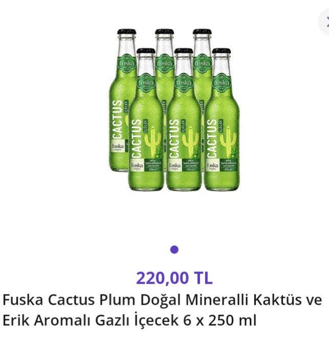 Fuska doğal mineralli kaktüs ve erik 6X250 ml