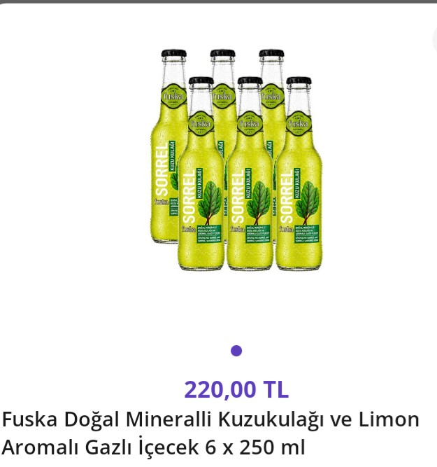 Fuska doğal mineralli Kuzukulagi ve limon aromalı 6X250 ml